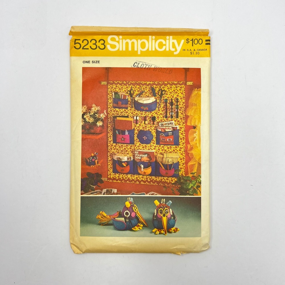Simplicity 5233 Sewing Pattern‎ Sewphie Bird Organizer 1972 Vintage Pincushion